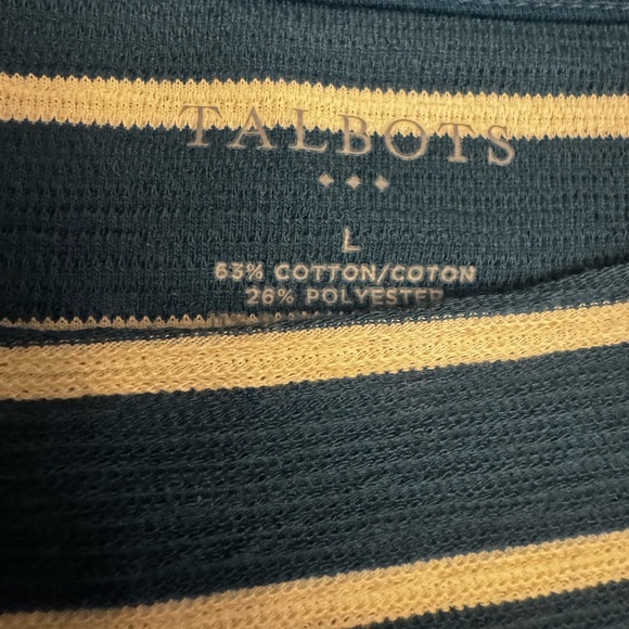 Talbots Striped Navy teal and White Women's Top size large - Picture 2 of 2